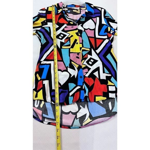 Big Dart Women's Abstract Long Sleeve Button-Down Shirt Multi-Color Size 6 UK - Picture 7 of 8